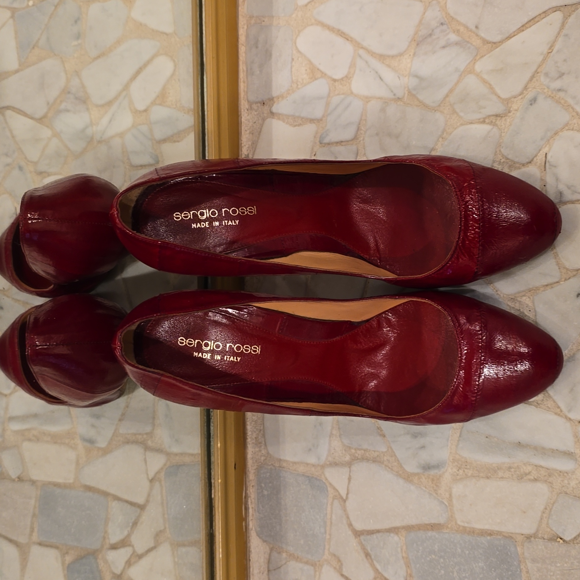Sergio Rossi, Red Leather High Heels, Size 39.5, Barely Worn